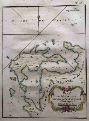 MAP OF THE ISLAND OF LASTOVO WITH ANCHORAGES IN FRONT OF THE PORT
